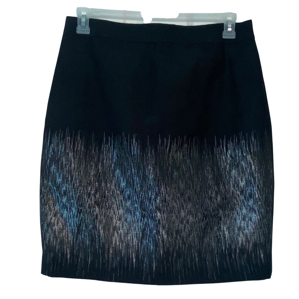 NWT Elie Tahari Kim Black & Grey Metallic Pencil Skirt Size 10